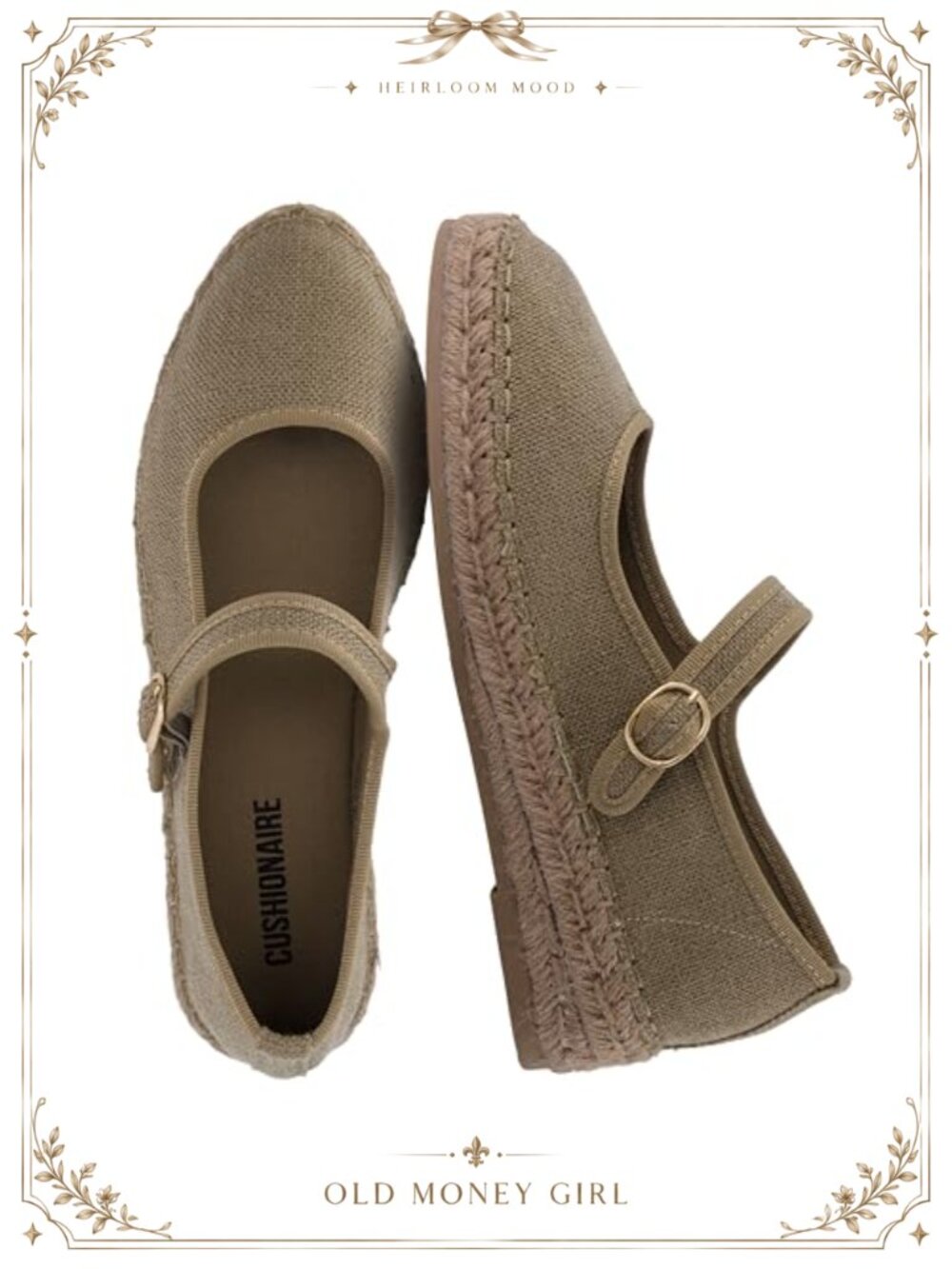 Canvas Mary Jane Espadrille Flats Cushioned Buckle Strap Closed Toe
